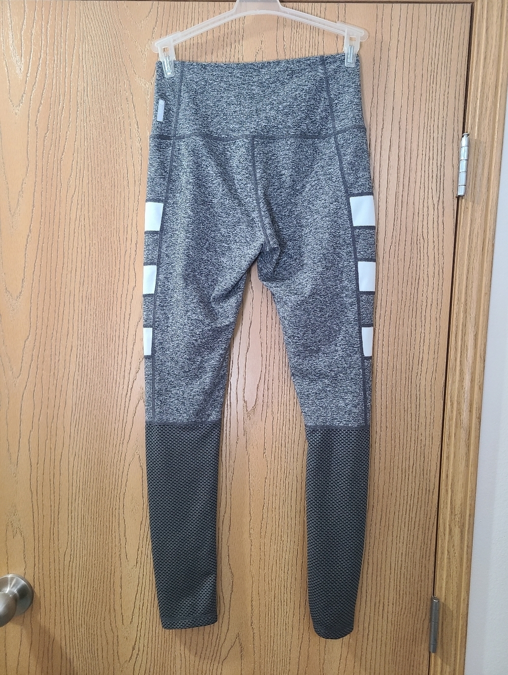 Zella Gray Stripe Mesh Full Length Athletic Yoga Leggings - Picture 2 of 2